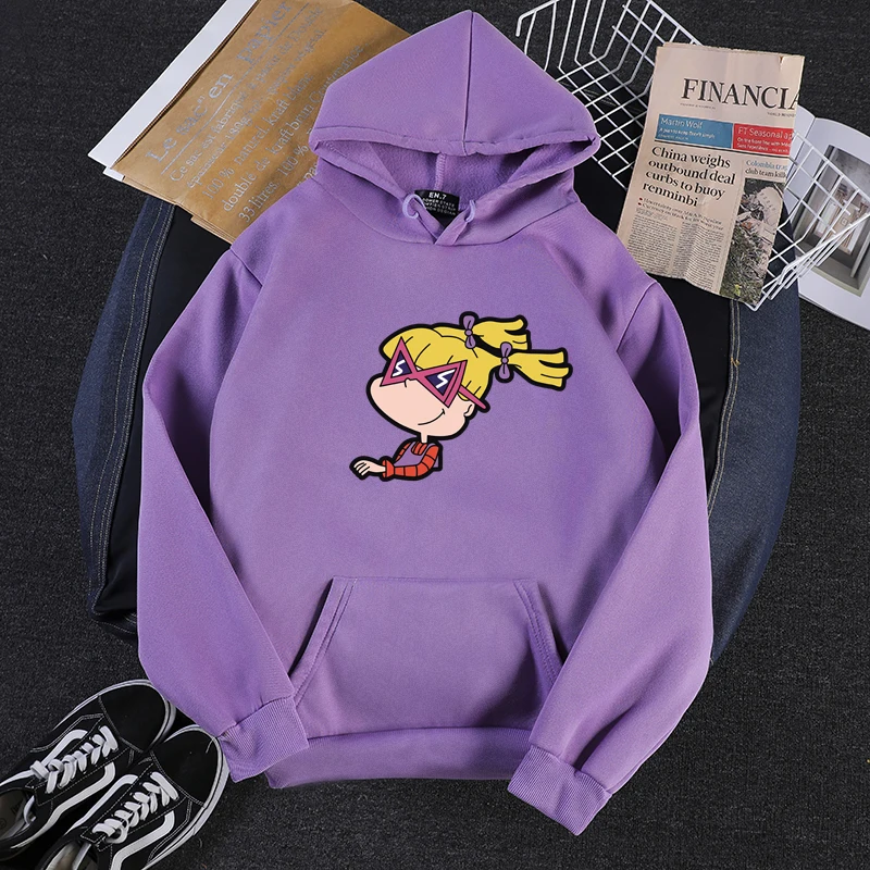 

New Japan Korean Harajuku Style Loose Sweatshirt Kawaii Angelica Tapestry Little Girl Print Pattern Casual Fleece Female Hoodies