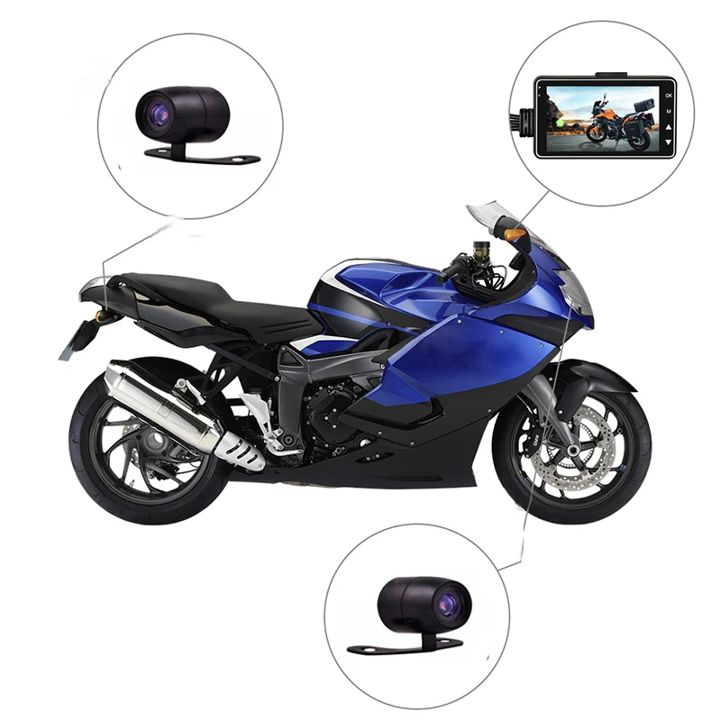 Motorbike Video Recorder Motorcycle Camera DVR Motor Dash Cam with Dual-track Front Rear night vision G-sensor |