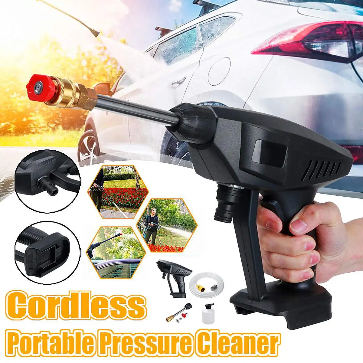 

Беспроводной автомобильный пистолет для мойки высокого давления, портативный пеногенератор для мойки высокого давления с литиевой батаре...