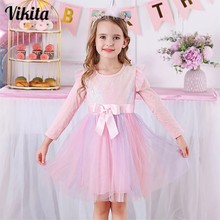 Vikita-vestido de malla para niñas...