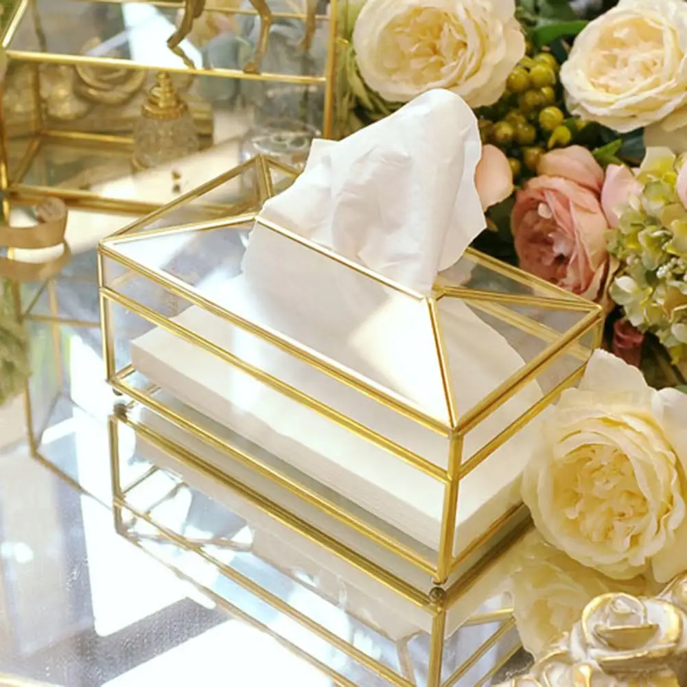 

Tissue Box European Creative Glass Tissue Box Simple Living Room Household Tissue Box Nordic Luxury Light Luxury Napkin Tray #4W