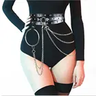 Многослойный кожаный ремень с металлическими цепочками, портупея для тела, сексуальный поясной ремень, аксессуары для готов, ремешок, регулируемое ювелирное изделие для фестиваля девушек