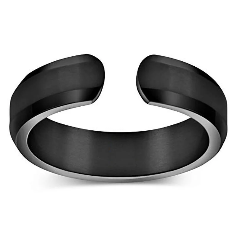 Black Модные унисекс матовые готовые энергии здоровья простые регулируемые открытые медные покрытые кольца для артрита облегчение боли кольцо с голограммой - Цвет основного камня: Black