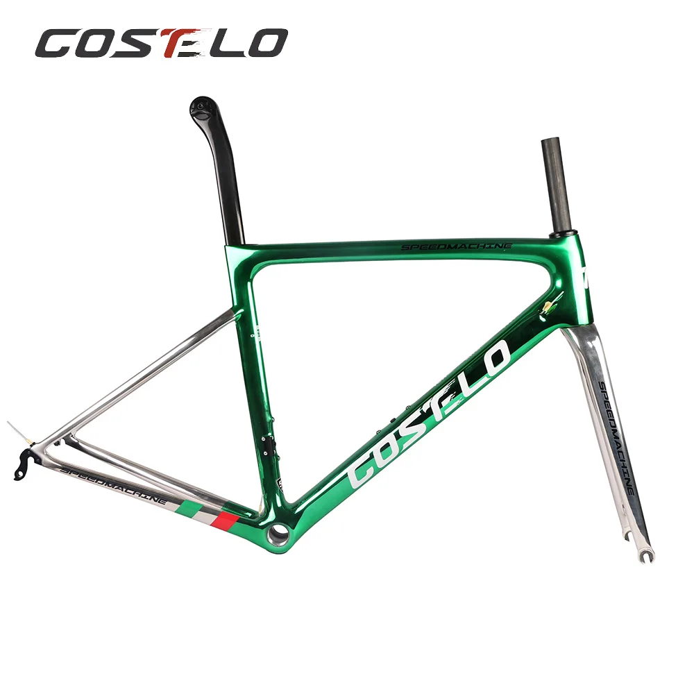 green Costelo Speedmachine 3,0 гальванический диск Сверхлегкий 790 г углеродное волокно дорожный велосипед рама велосипеда Рама Bicicleta дешевая рама - Color: green