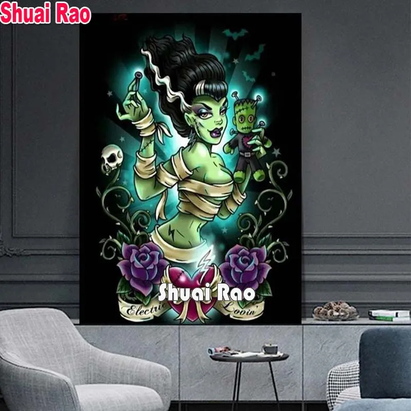 

Diamond Painting"cartoon girl skull rose"Full Square Drill Resin Embroidery Diy 5d Diamond Mosaic cross stitch halloween gift