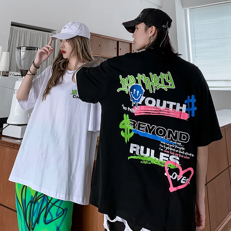 Футболка с буквенным принтом уличная одежда хип-хоп забавная футболка
