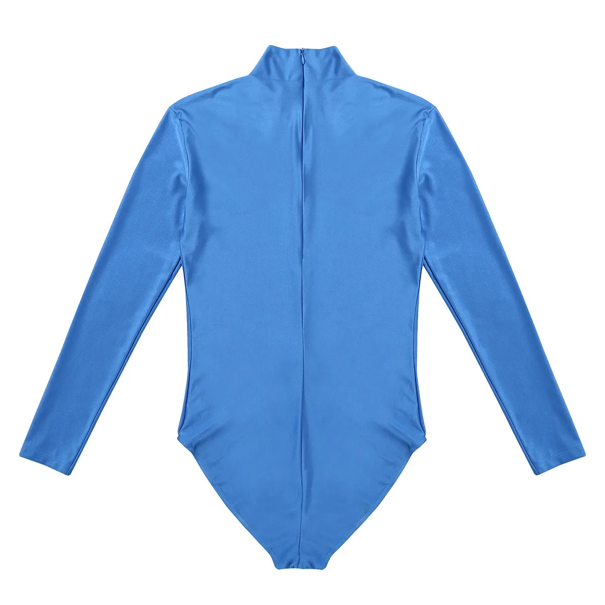 Mens One-piece Swimsuit Long Sleeve Stand Collar Stretch Solid Cosplay Costume Leotard Bodysuit Jumpsuit