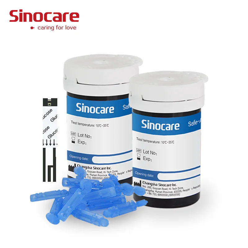

(50pcs/100pcs/200pcs/300/400/500) Sinocare Safe-Accu Blood Glucose Test Strips and Lancets for Diabetes Tester