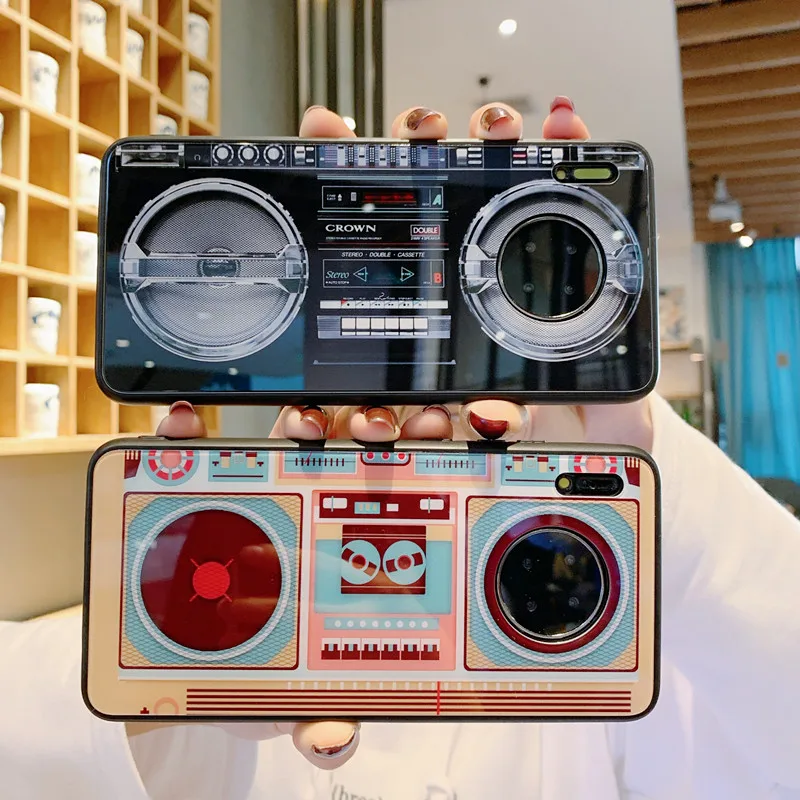 80's Vintage Voice Recorder Phone Protective Case For Huawei mate30 mate30pro Drop-resistant Glass Soft Edge Silicone Back Cover |