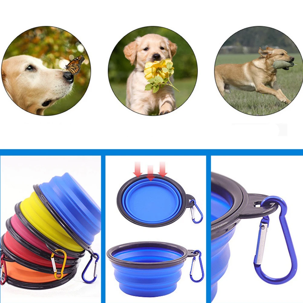 

Collapsible Cat Dog Bowls Portable Foldable Bowl Pets Food Feeding Dishes Puppy Water Bowl Outdoor Travel Pet Silicone Feeder