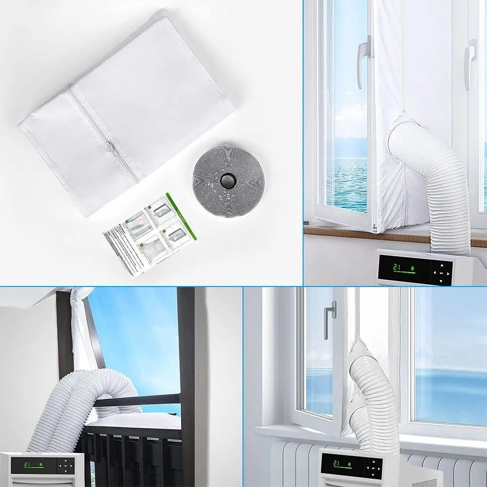 

AirLock Window Seal For Portable Air Conditioner 300-500 Cm Flexible Fabric Sealing Plate Quick Adhesive Zippered Window Seal