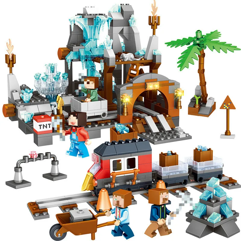 718 шт. детские строительные блоки игрушки совместимые с Legoingly city Minecrafted Crystal mine DIY