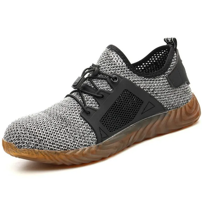 Style 2 Gray Легкая Мужская Рабочая обувь; Всесезонная нескользящая обувь; Мужская стальная безопасная обувь; Модные дышащие женские кроссовки - Цвет: Style 2 Gray