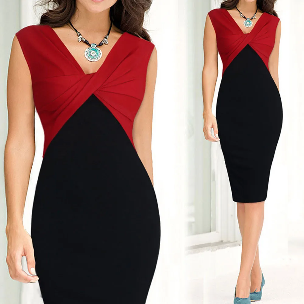 

ZOGAA PlusSize Fashion Summer Patchwork Fold Work Office Dress Sexy Bodycon Sleeveless Women Casual Party Dress Vestido de festa