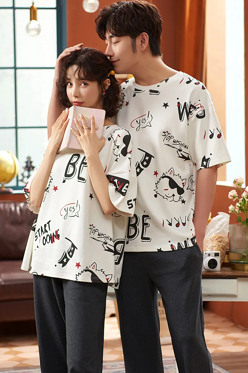Новинка 2021 г. пижамные комплекты SONG для пар летние хлопковые милые повседневные