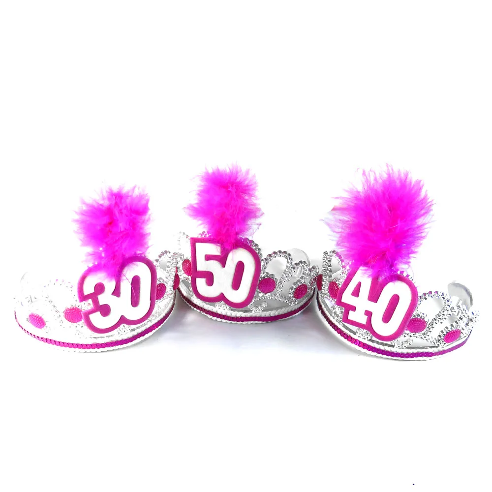 День рождения вечерние тиара розовый белый перо скидка 50% если купить 3 шт.