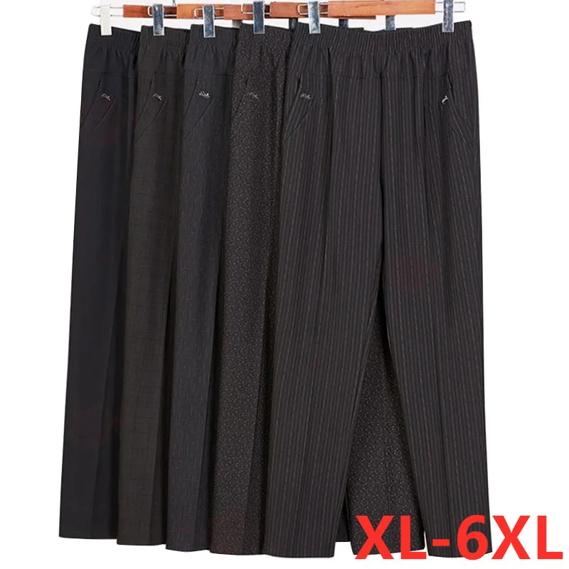 

5XL 6XL Women's Trousers New Spring Autumn Elastic High Waist Straight Pants Middle-aged Elderly Female Casual Long Pants