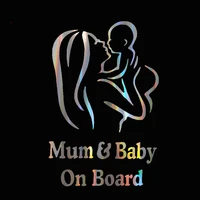 1pc mum and baby on board car safety warining stickers creative figure window decal styling reflective waterproof paster 1218cm