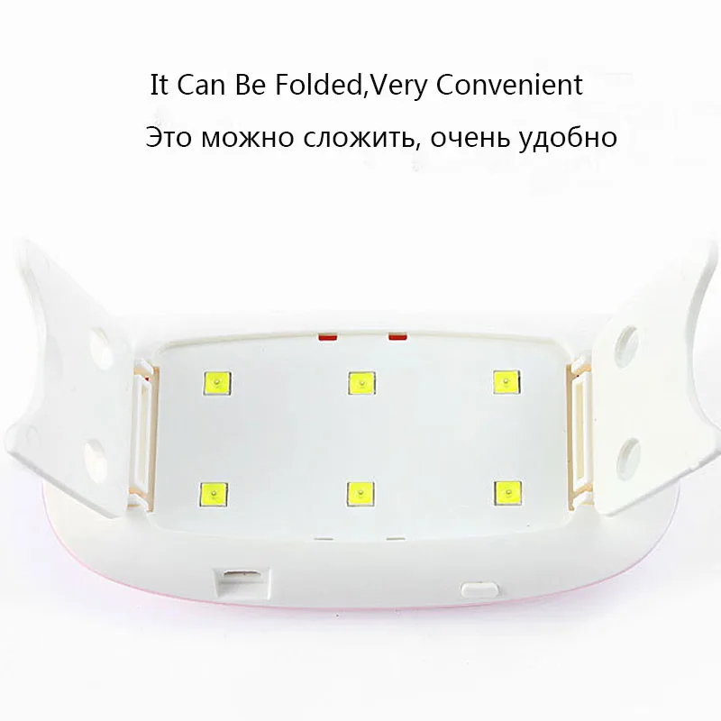 

Convenient Mini Nail Light Pink/Whit 6PCS LEDs 6W LED Lamp for UV Light Nail Dryer USB Phototherapy Lamp Lights Nail Art Tools