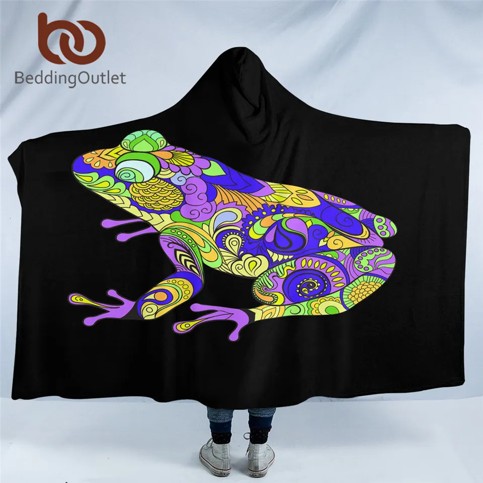 Постельное белье на выход лягушка с капюшоном одеяло Пейсли животное Шерпа флис