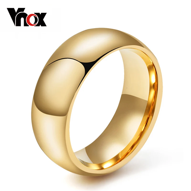 Vnox Вольфрам кольцо для Для мужчин 8 мм Свадебные Классические изделия гладкие ручной полировки США 6 7 8 9 10 11 12 13