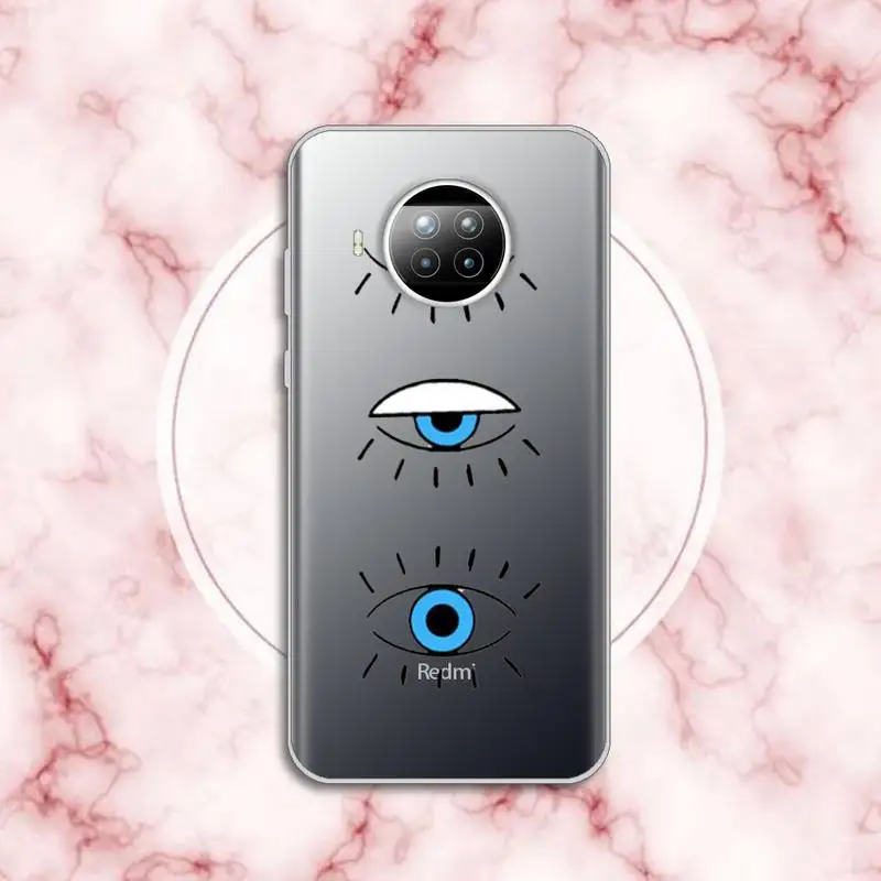 

Evil eyes blue lucky eyes fashion luxury Phone Case capa Transparent for Xiaomi Redmi note 10 t 8 9 pro lite 11