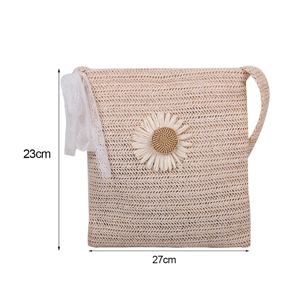 

Fashion Straw Woven Daisy Flower Shoulder Bags For Women Casual All-match Shopping Tote Bag Ladies Summer Beach Vacation Handbag