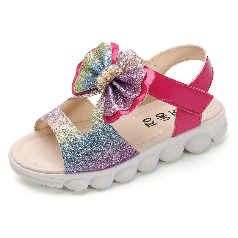 

Summer Kids Sandals Girls Baby Toddler Shoes Fashion Sequined Bow Girls Princess Shoes Children Non-slip Comfort Beach Sandals
