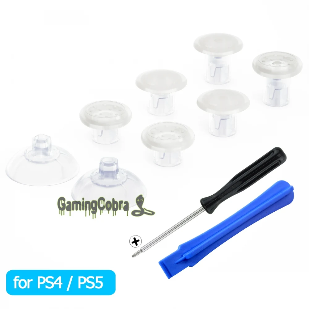 

eXtremeRate Transparent Interchangeable Thumbstick with 3 Adjustable Joysticks for PS5 Controller, for PS4 All Model Controller