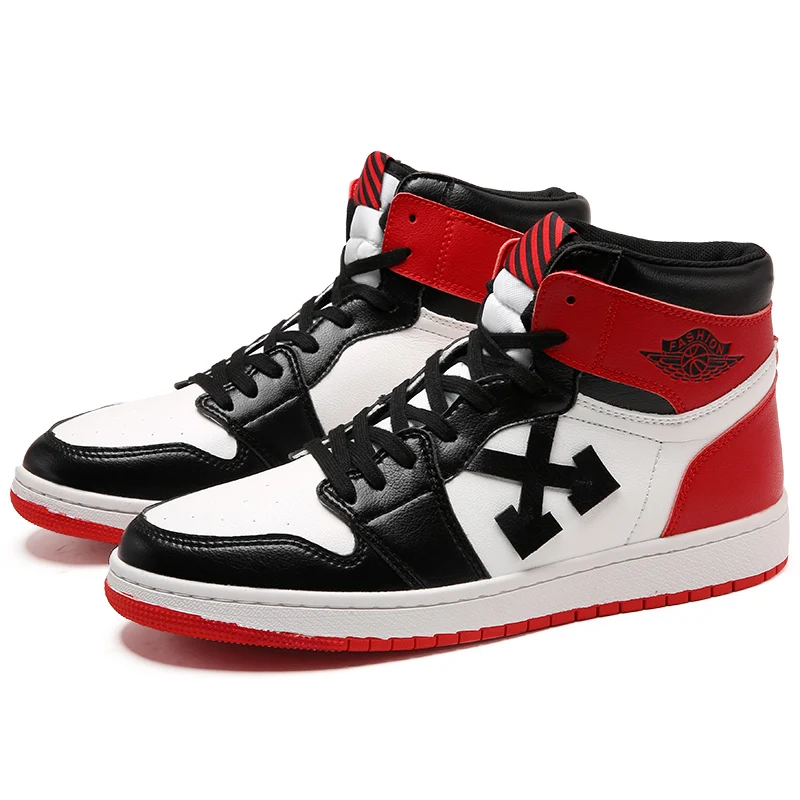 Мужские баскетбольные кроссовки AJ 1 цвета белый красный All-Star JD 1 Forces, спортивные кроссовки из натуральной кожи - Цвет: Черный