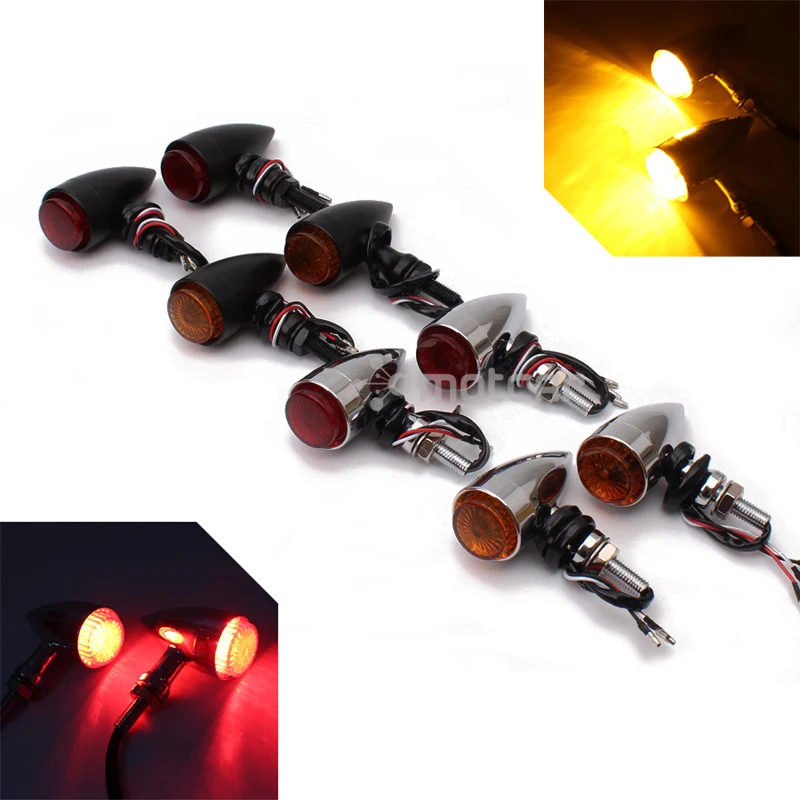 

Metal Bullet Motorcycle LED Turn Signal Light Universal 10mm Bolt for Harley Softail Sportster 883 1200 XL Bobber Chopper Honda