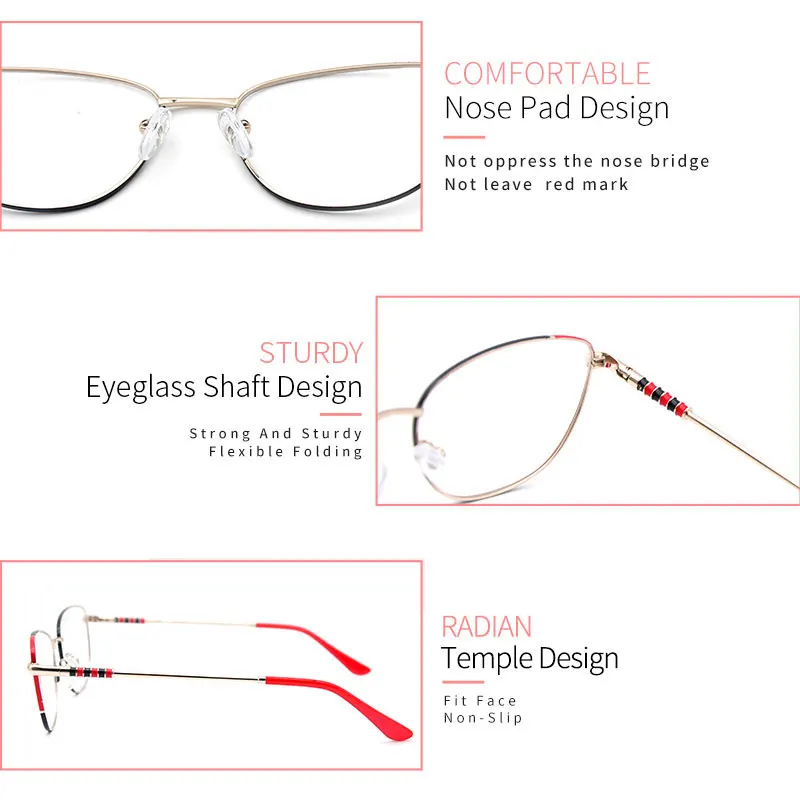 

LUCIDIE Fashion Female Anti Blue Ray Glasses Frame Women Metal Cat Eye Eyeglasses Oversized Myopia Optical Prescription Eyewear