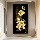 Алмазная 5d-картина сделай сам, Золотая Роза, квадратныеКруглые бриллианты, вышивка, цветок, украшение для входа на стену, Набор для творчества