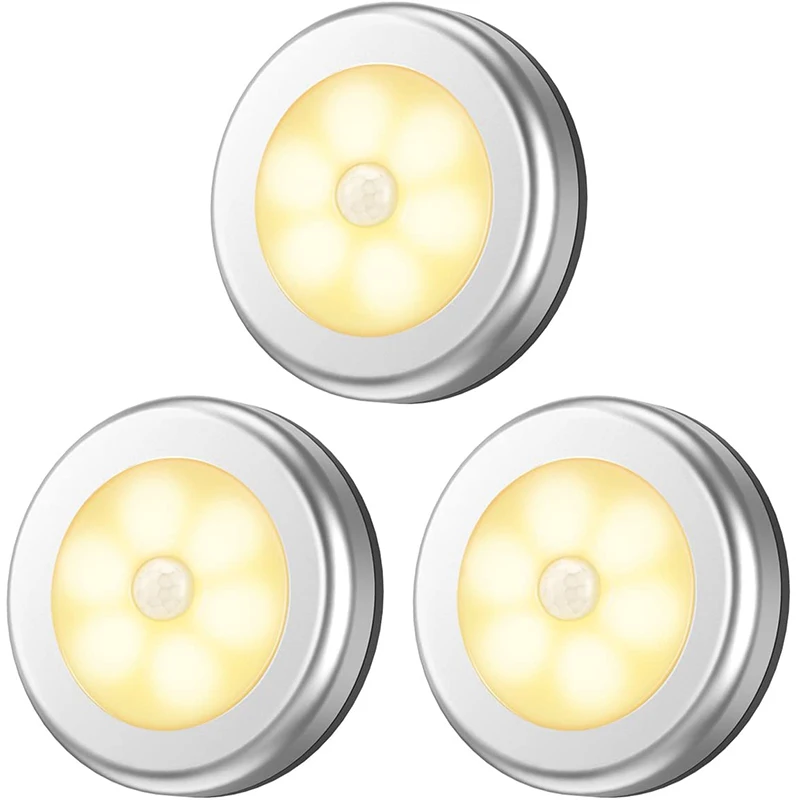 

Upgraded Motion Sensor Light Cordless Battery-Powered LED Night Lights Closet Stair Hallway Bathroom Bedroom Kitchen Lamp 3pcs