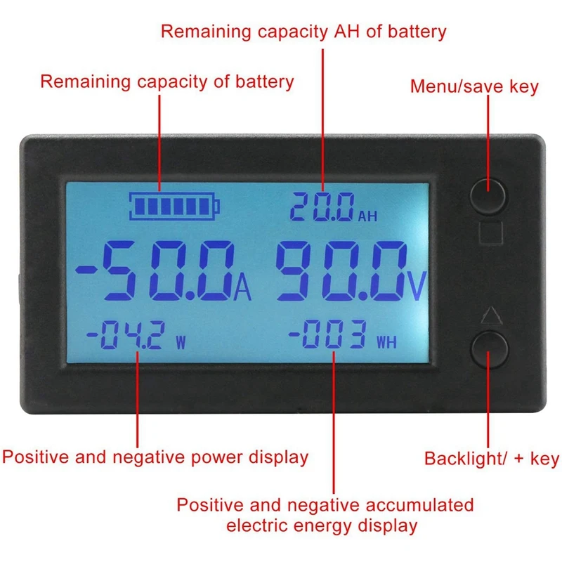 

200A STN LCD Display Digital Multimeter Voltage Ampere Power Energy Ammeter Voltmeter Battery Volt Amp Meter AH Monitor Panel wi