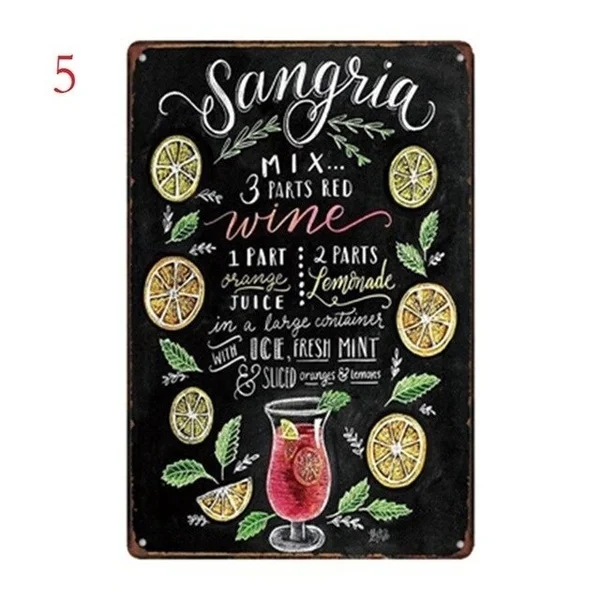 

Moscow Sangria Classic Mojito Cocktail Vintage Metal Signs Bar Home Club Pub Party Restaurant Decor Tin Signs Decorative Plates