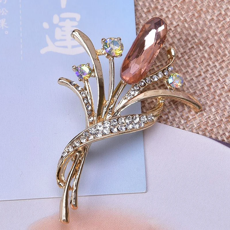 1 шт. Женская Брошь В Виде Цветка с кристаллами | Украшения и аксессуары