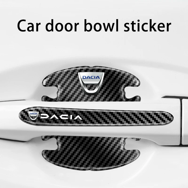 

High-end Carbon Fiber Car Door Bowl Protection Sticker For Dacia Duster Logan Sandero Lodgy Stepway Mcv 2 Accessories