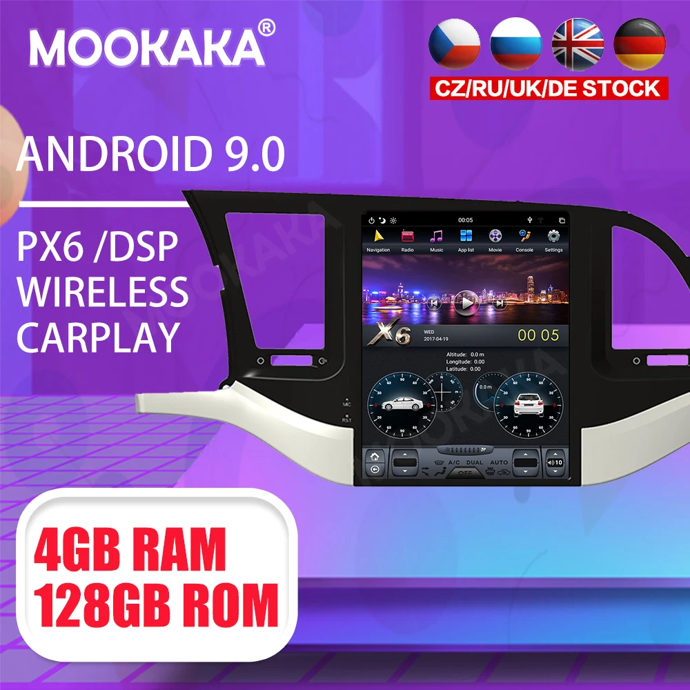 Tesla 10 4 &quotAndroid 9 PX6 4G 128 ГБ Автомобильный плеер для Hyundai Elantra 2016-2019 GPS навигатор CarPlay
