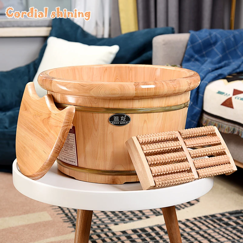 

Cordia Shining Free Shipping Thick Pedicur Foot Bucket Wooden With Lid 26cm Insulation Environmental Protection Foot Barrel