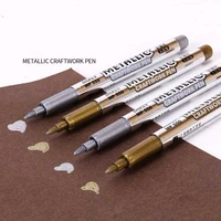 134pcslot permanent paint marker pens gold silver for drawing students supplies diy metallic waterproof marker craftwork pen