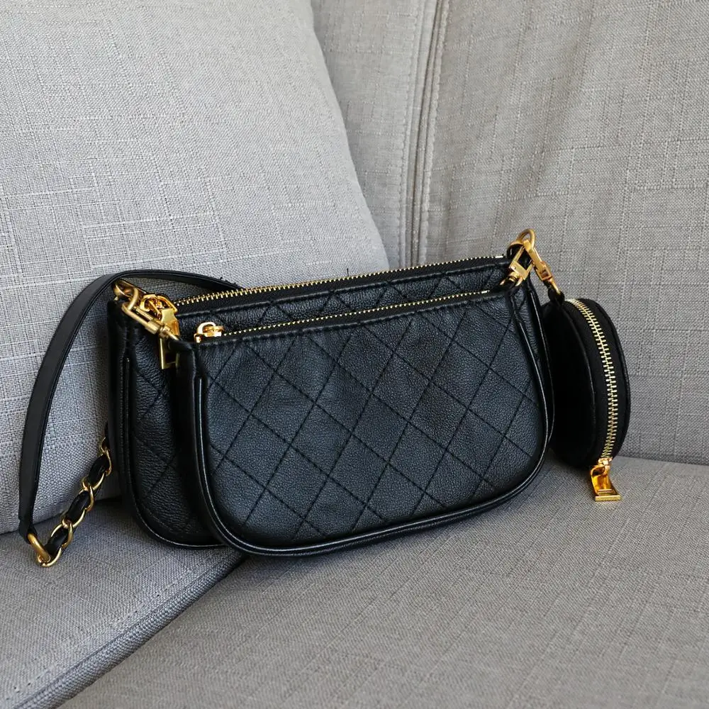 Модная кожаная сумка мессенджер через плечо с ромбовидной цепочкой 3 шт./компл.