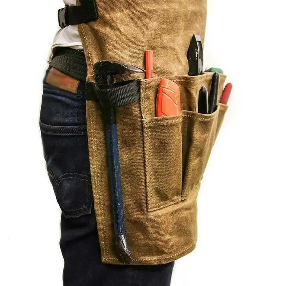 

Durable Goods Heavy Duty Unisex Canvas Work Apron With For Woodwork Cross-Back Painting Adjustable Supplies Pockets Tool St F1M9