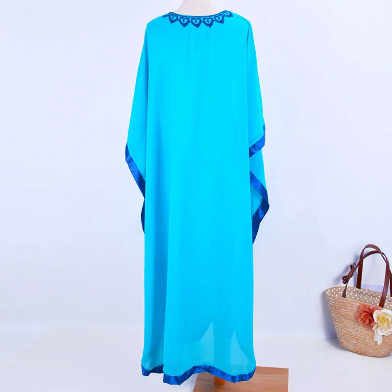 

Boho Vocation Dresses For Women Plus Size Long Chic Casual Summer Beach Bohemian Chiffon Embroidered Loose Women Vestidos 2019