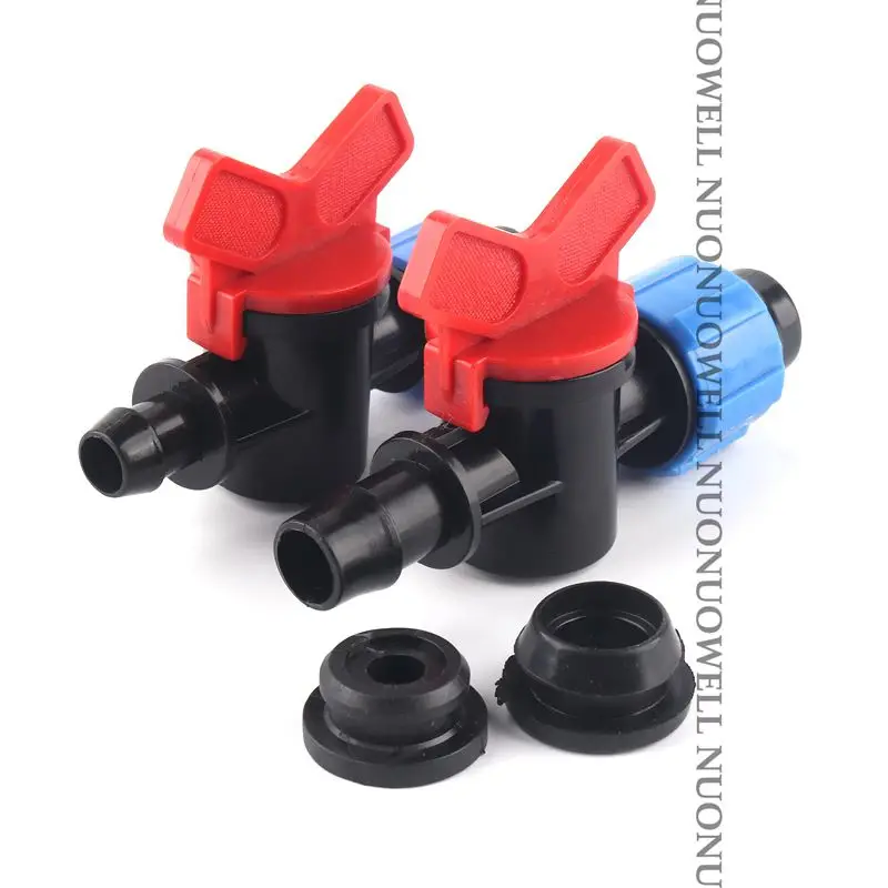 2pcs 16mm 20mm PE Pipe Bypass Ball Valve Threaded Lock Irrigation System Connectors Drip Irrigation Tape Locknut Water Valve images - 6