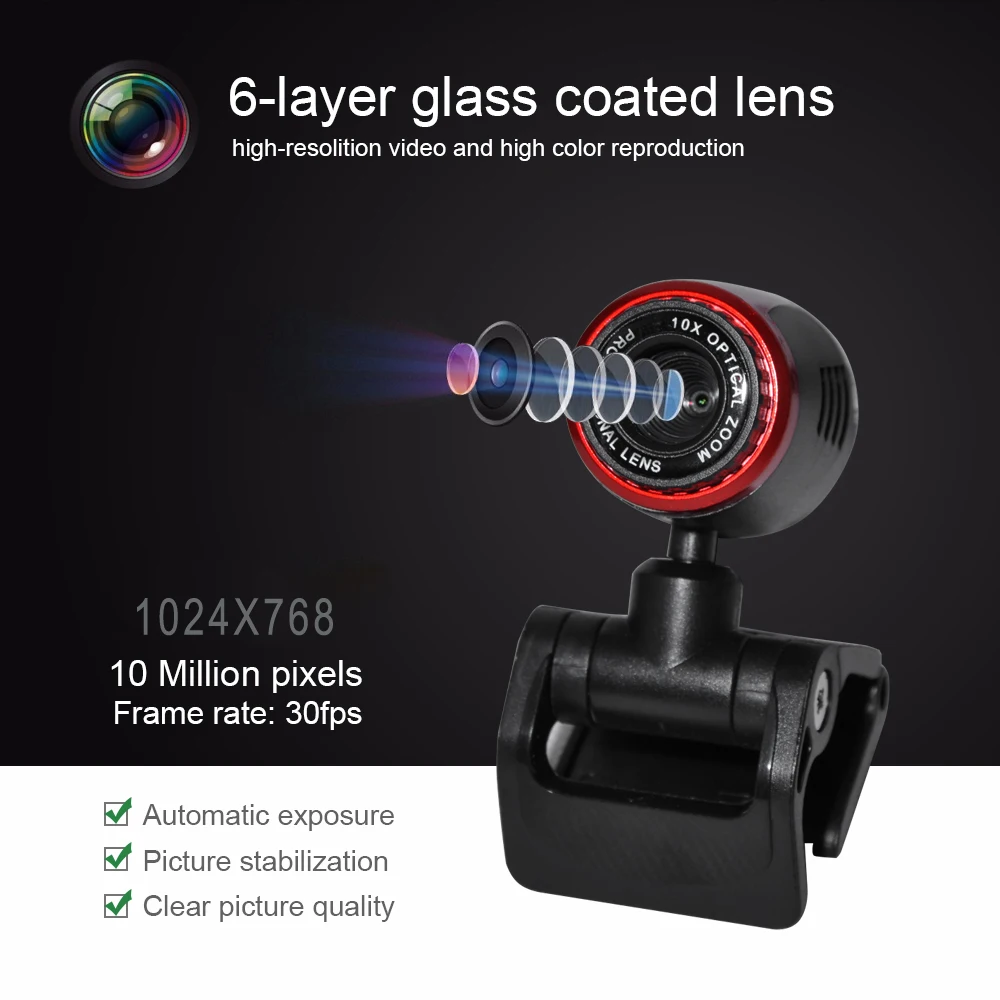 

HD H2 Webcam with Mic 30fps Camera for PC Video Conferencing Gaming Laptop