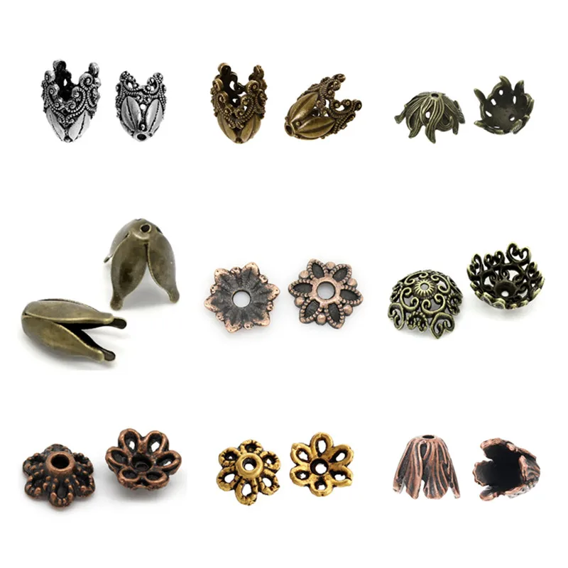 Полые металлические бусины в форме лотоса для женщин и девушек фурнитура из