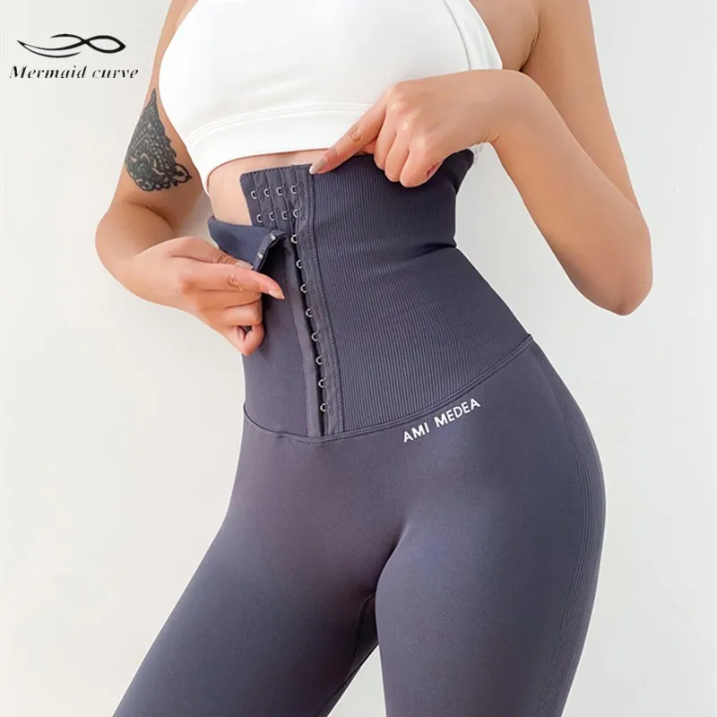 Бесшовные леггинсы для фитнеса с высокой талией и надписью женские эластичные