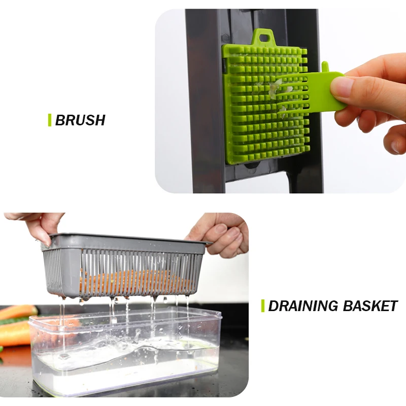 

Multifunctional Vegetable Cutter Fruit Slicer Grater Cutter Peeler Potato Peeler Carrot Grater Drain Basket Kitchen Tool