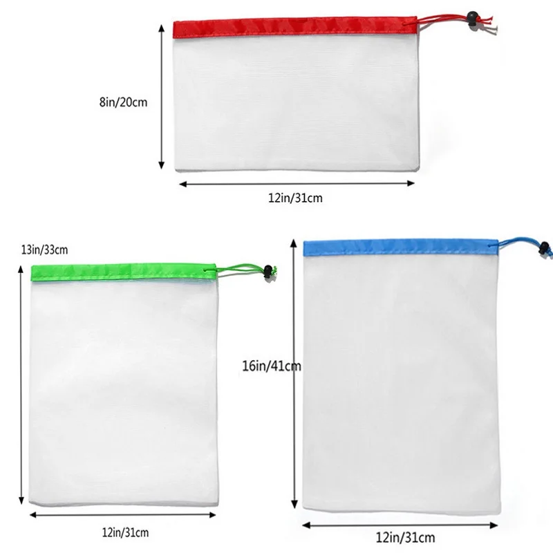 3 шт многоразовые сетчатые мешки для производства моющиеся хранения продуктов